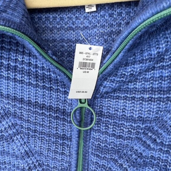 Aerie Womens Knit Quarter-Zip Sweater Size Medium Blue Green Trim NWT - Picture 3 of 7